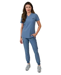 Medgear Women's 1-Pocket Top Knit Rib Cuff Jogger Pants Set