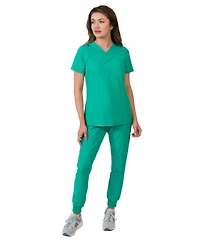 Medgear Women's 1-Pocket Top Knit Rib Cuff Jogger Pants Set