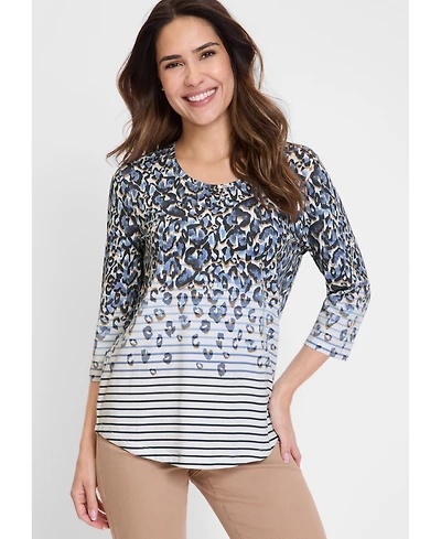 Olsen Women's Leo & Striped T-Shirt