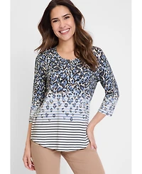 Olsen Women's Leo & Striped T-Shirt