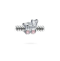 Bling Jewelry Pink Mother To Be Baby Carriage Stroller Charm Bead Sterling Silver