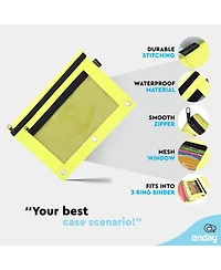 Enday Pink Pencil Pouch for 3 Ring Binder, Zippered Binder Pouches, Case Large Bags f