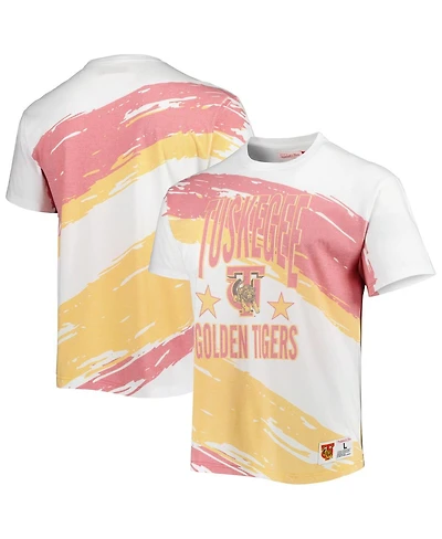 Mitchell & Ness Men's White Tuskegee Golden Tigers Paintbrush Sublimated T-Shirt