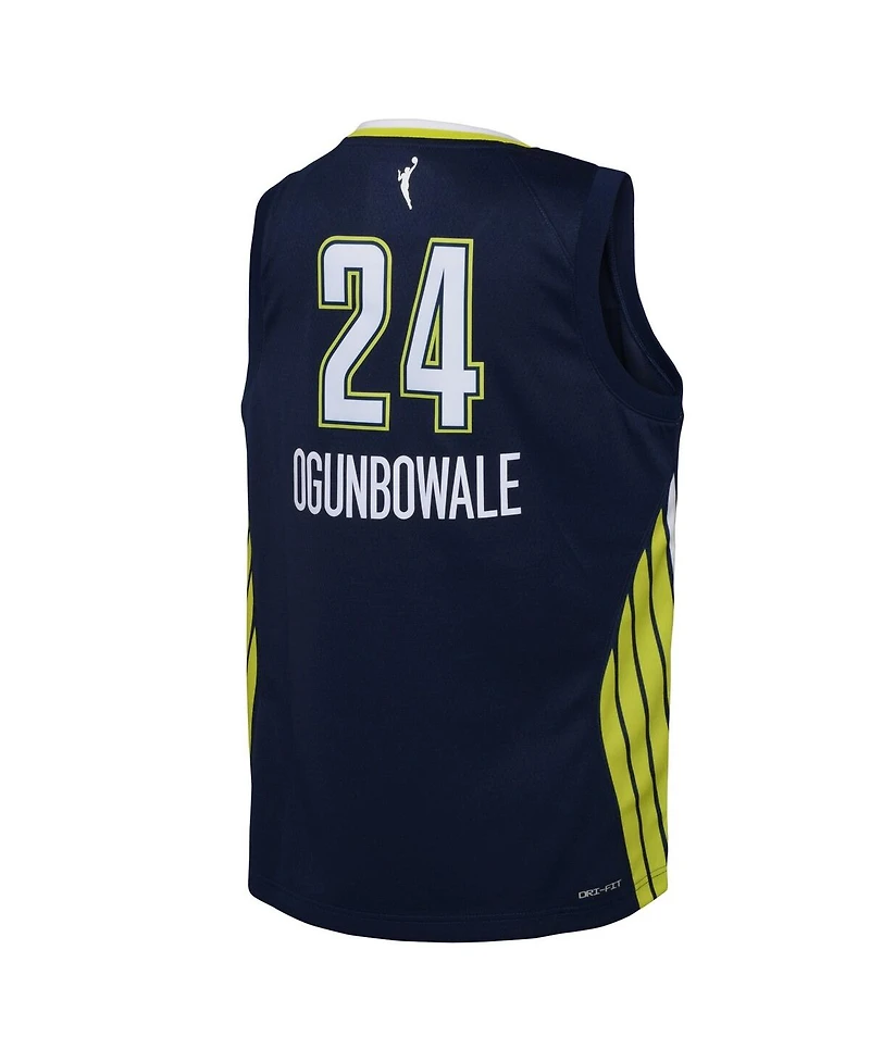 Nike Big Boys and Girls Arike Ogunbowale Navy Dallas Wings 2021 Explorer Edition Victory Player Jersey