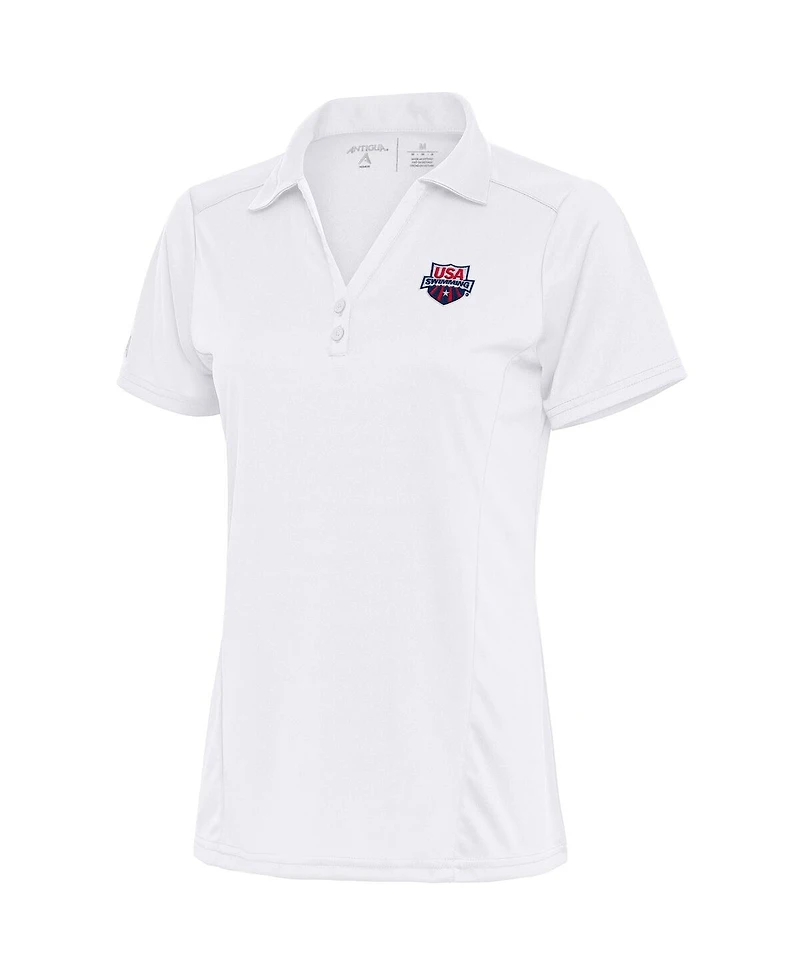 Antigua Women's White Usa Swimming Tribute Polo Shirt