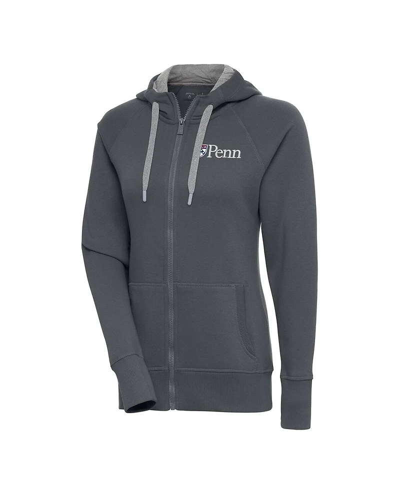 Antigua Women's Charcoal Pennsylvania Quakers Victory Full-Zip Hoodie
