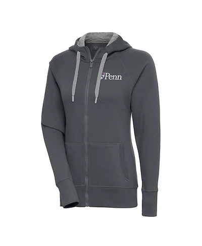 Antigua Women's Charcoal Pennsylvania Quakers Victory Full-Zip Hoodie