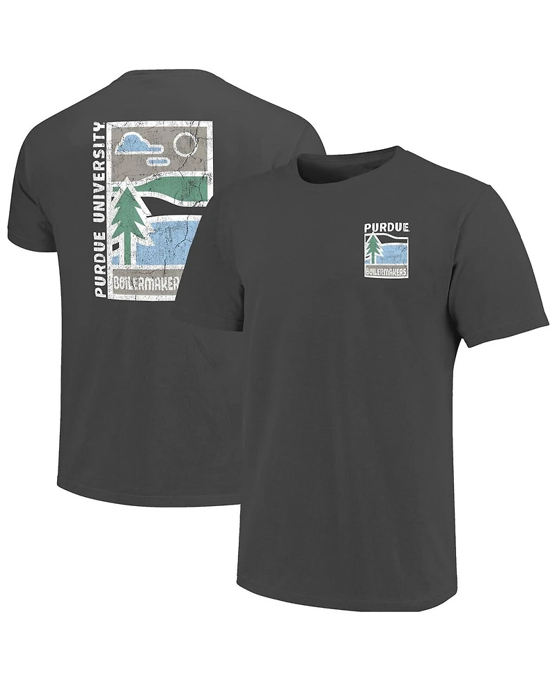 Image One Men's Graphite Purdue Boilermakers Comfort Colors Minimal Vista Distressed Graphics T-Shirt