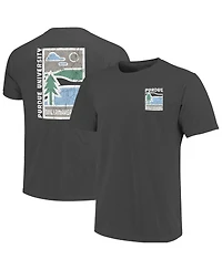 Image One Men's Graphite Purdue Boilermakers Comfort Colors Minimal Vista Distressed Graphics T-Shirt