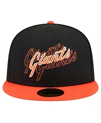 New Era Men's Black San Francisco Giants Shadow Stitch 59FIFTY Fitted Hat