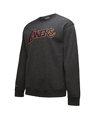 Mitchell & Ness Men's Black Los Angeles Lakers Out Collection Snow Washed Vintage Logo Pullover Sweatshirt
