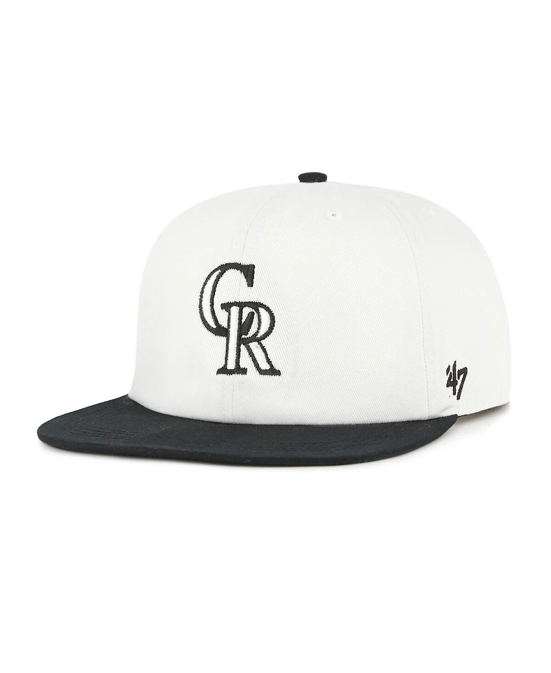 '47 Brand Men's White/Black Colorado Rockies Foundation Captain Snapback Hat