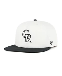 '47 Brand Men's White/Black Colorado Rockies Foundation Captain Snapback Hat
