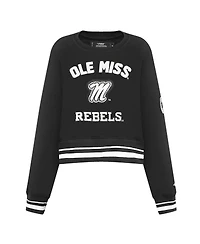 Pro Standard Women's Black Ole Miss Rebels Cropped Pullover Sweatshirt