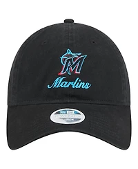 New Era Women's Black Miami Marlins Preppy Team 9TWENTY Adjustable Hat