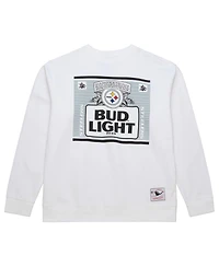 Mitchell & Ness x Bud Light Men's White Pittsburgh Steelers The Crest Pullover Sweatshirt