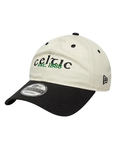New Era Men's Light Beige/Black Celtic Contract 9TWENTY Adjustable Hat