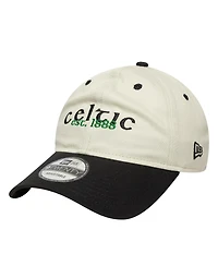New Era Men's Light Beige/Black Celtic Contract 9TWENTY Adjustable Hat