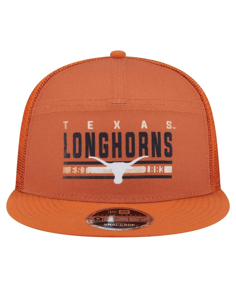 New Era Men's Orange Texas Longhorns Split Panel 9FIFTY Snapback Trucker Hat