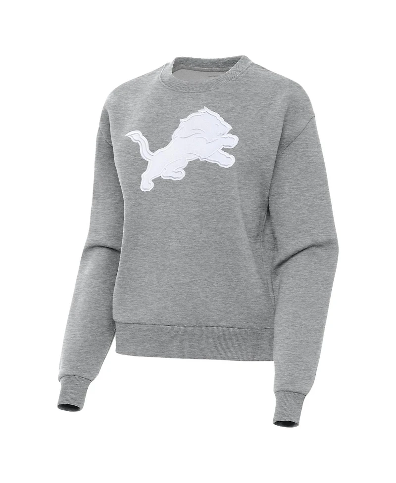Antigua Women's Heather Gray Detroit Lions Victory Pullover Sweatshirt