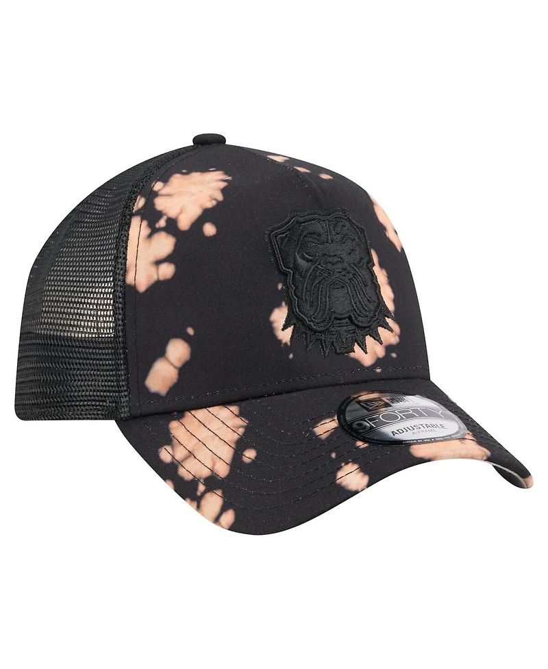 New Era Men's Black Cleveland Browns Bleached A-Frame 9FORTY Trucker Adjustable Hat