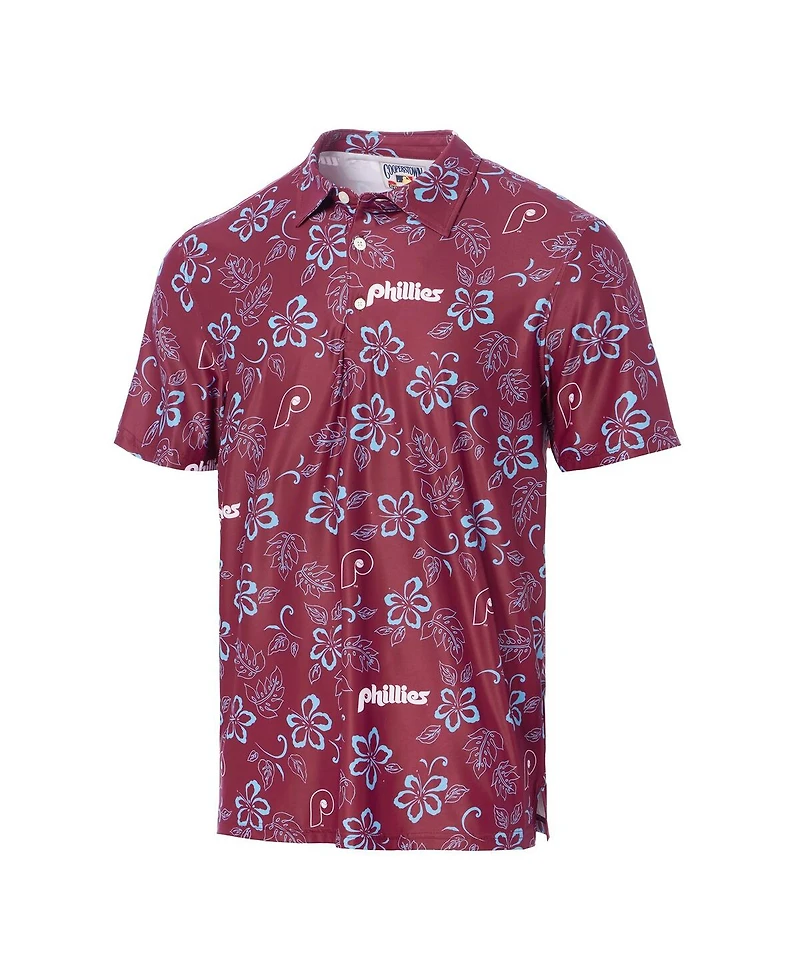 Reyn Spooner Men's Maroon Philadelphia Phillies Cooperstown Collection Performance Polo Shirt