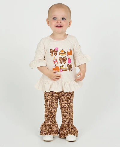 Rare Editions Baby Girls 2-Piece Fall Treat Top and Cheetah Leggings Set