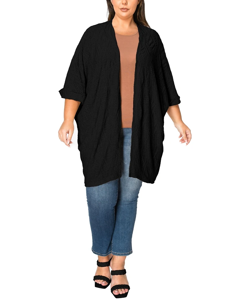 Coin 1804 Plus Spiral Wave Texture Dolman Cardigan Sweater
