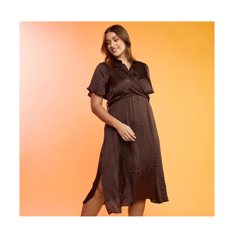 Estelle Mirage Oasis Satin Wrap Dress