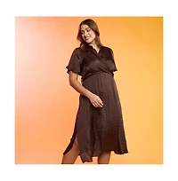 Estelle Mirage Oasis Satin Wrap Dress
