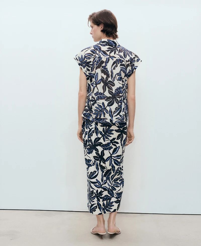 Mango Women's Knot Detail Printed Skirt