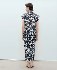 Mango Women's Knot Detail Printed Skirt