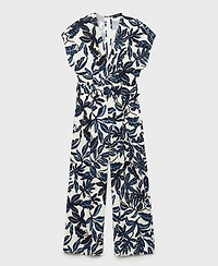 Mango Women's Belt Printed Linen Jumpsuit