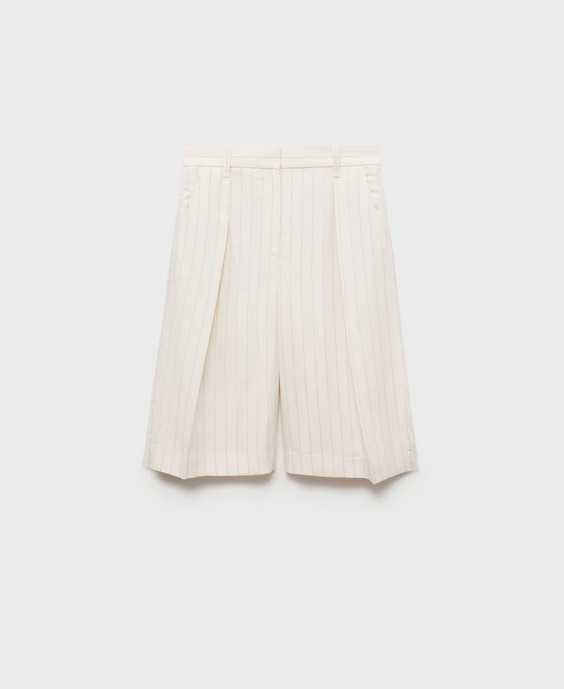 Mango Women's Striped Linen-Blend Bermuda Shorts