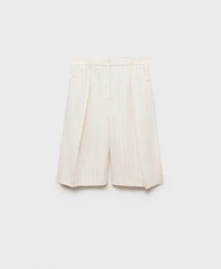 Mango Women's Striped Linen-Blend Bermuda Shorts