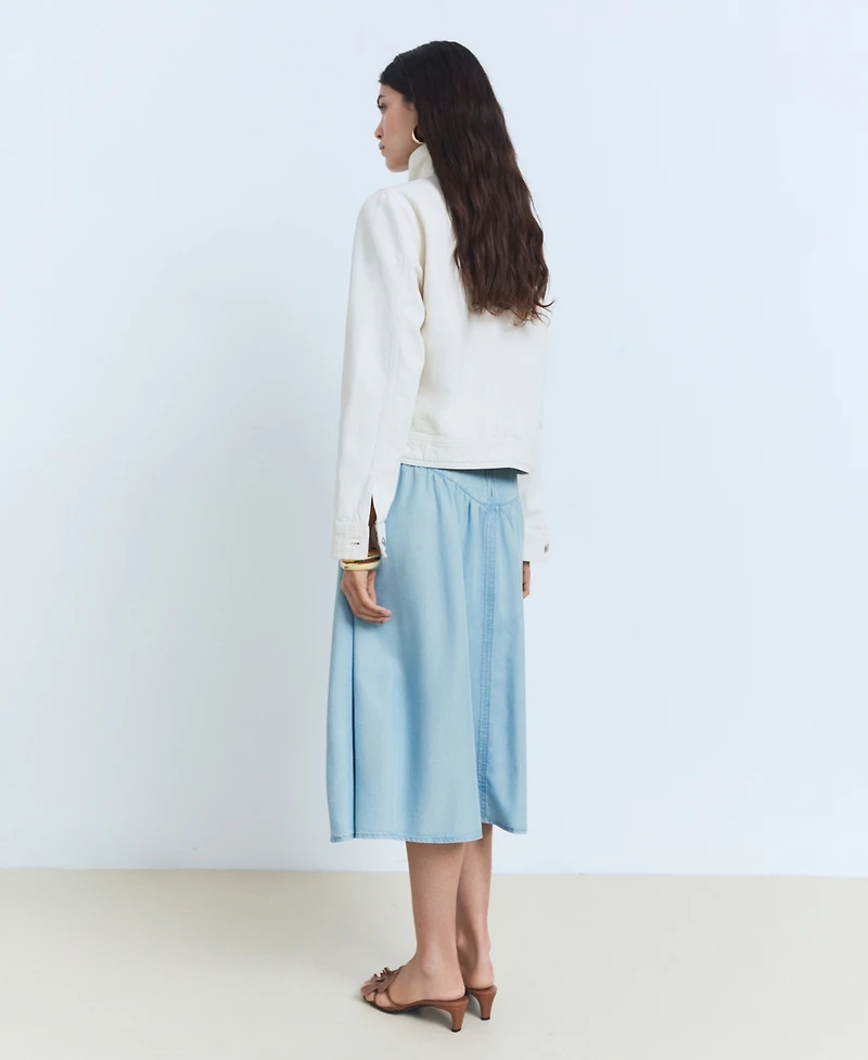Mango Women's Gathered Detail Lyocell Midi Skirt