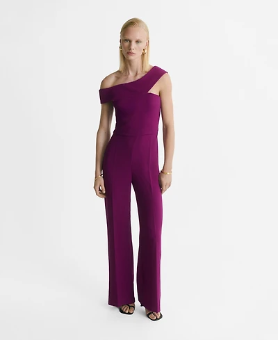 Mango Women's Asymmetric Neck Long Jumpsuit