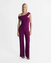Mango Women's Asymmetric Neck Long Jumpsuit