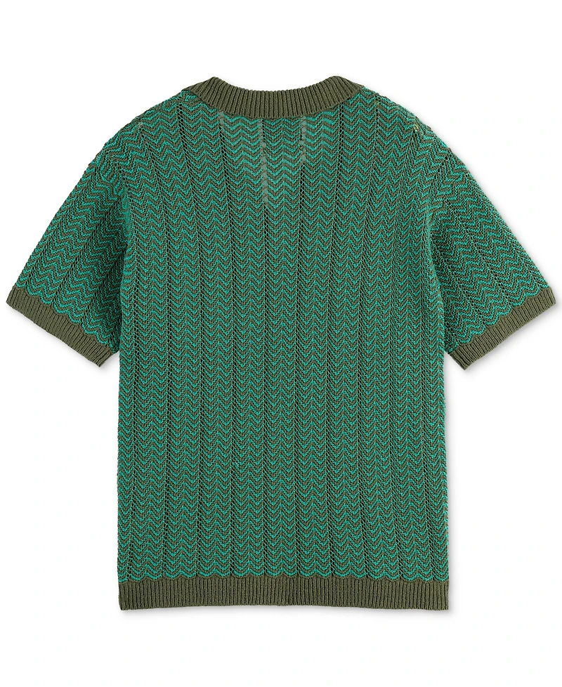 Scotch & Soda Men's Structured Knit Sweater Polo Shirt
