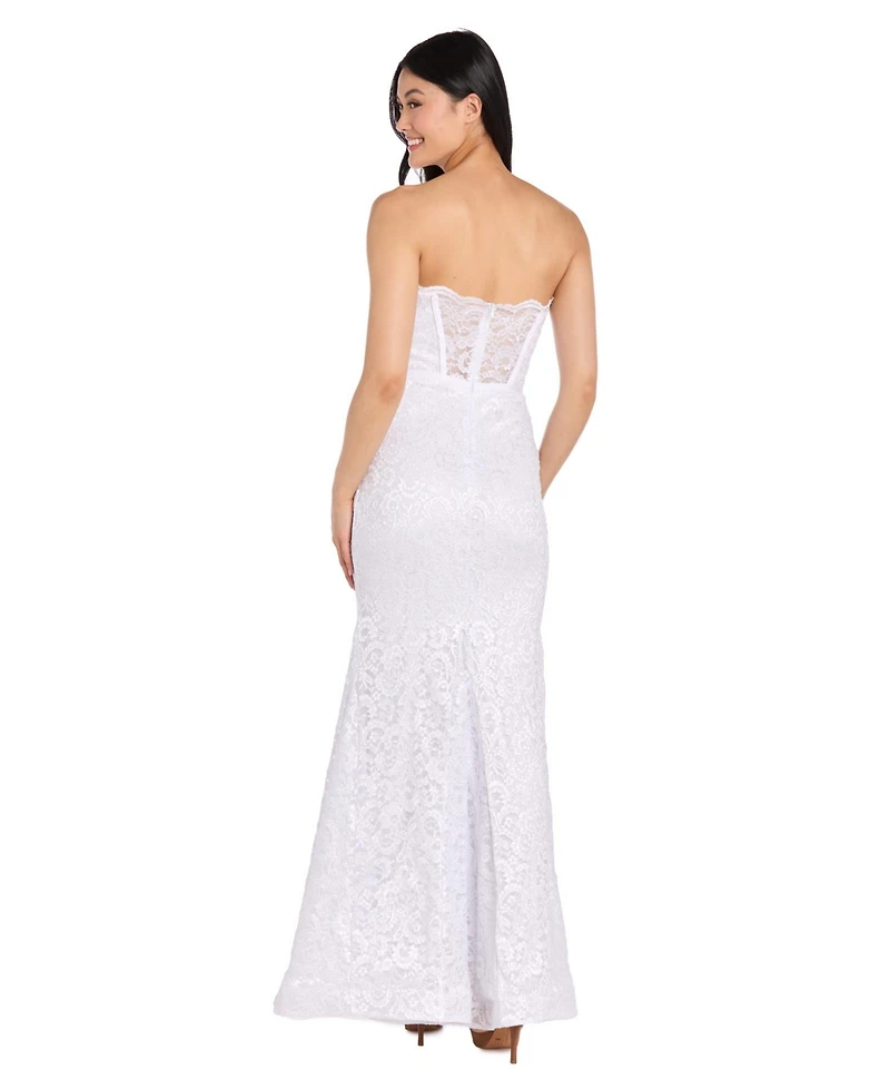 Morgan & Company Juniors' Glitter Lace Corset Gown