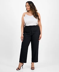 Kasper Plus Size Pinstriped Slim Pants