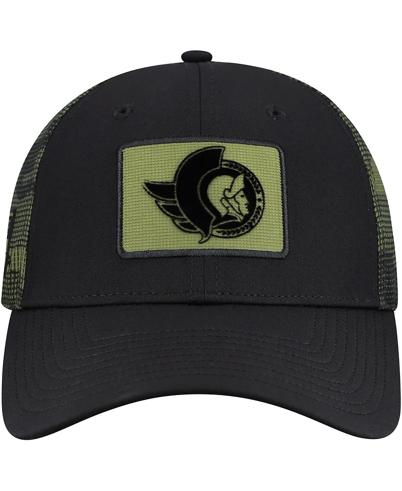 Fanatics Men's Black Ottawa Senators Authentic Pro Military Appreciation Adjustable Hat