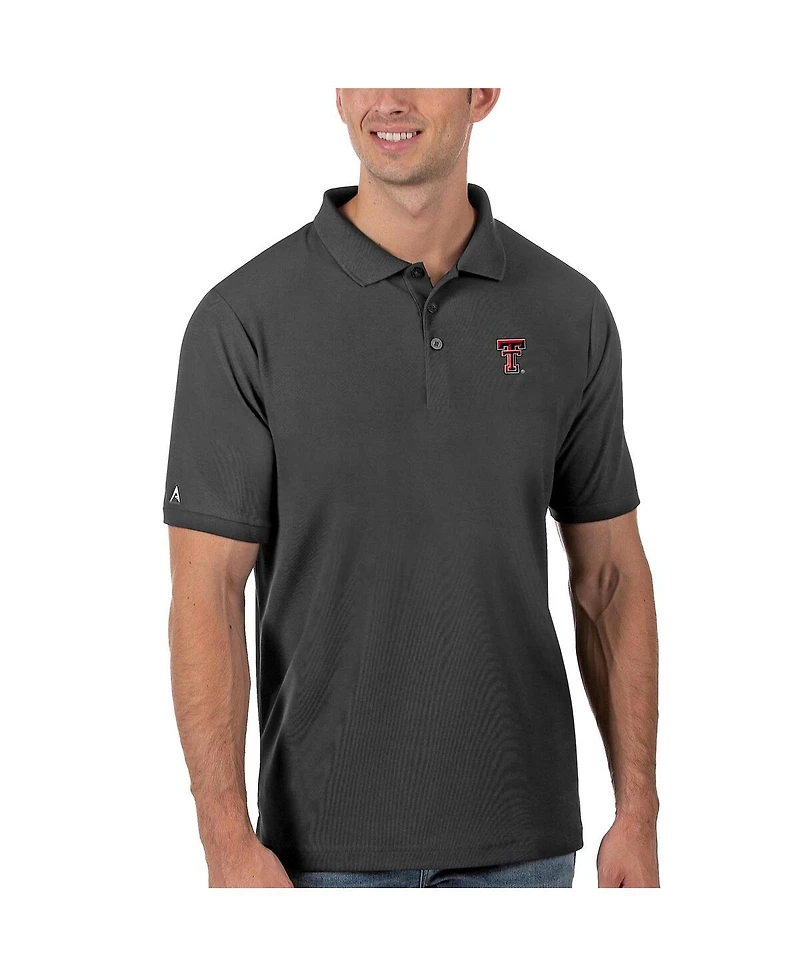 Antigua Men's Anthracite Texas Tech Red Raiders Legacy Pique Polo Shirt