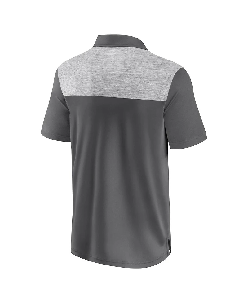 Fanatics Men's Gray Wisconsin Badgers Iconic Brushed Blocked Polo Shirt