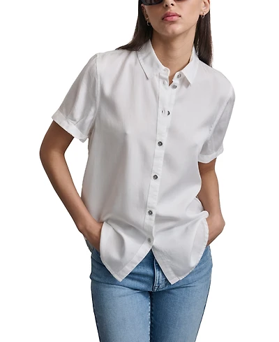 Dkny Jeans Petite Rolled Short-Sleeve Button-Up Shirt