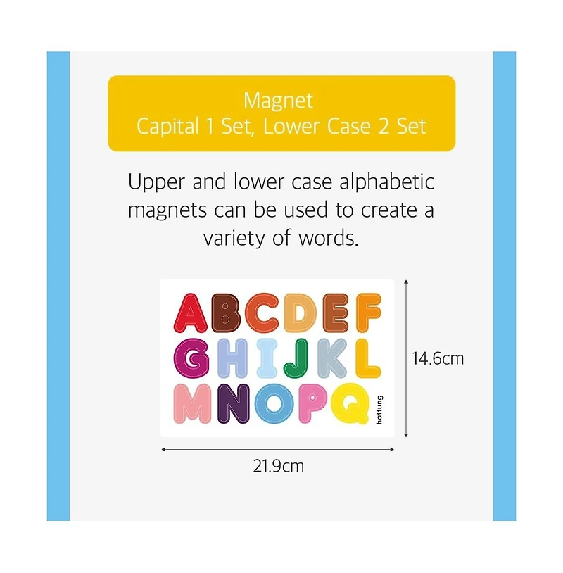 Amber Sports Hattung Magnetic Alphabet Set Extra-Thick, Multicolor Letters with Matching Flashcards