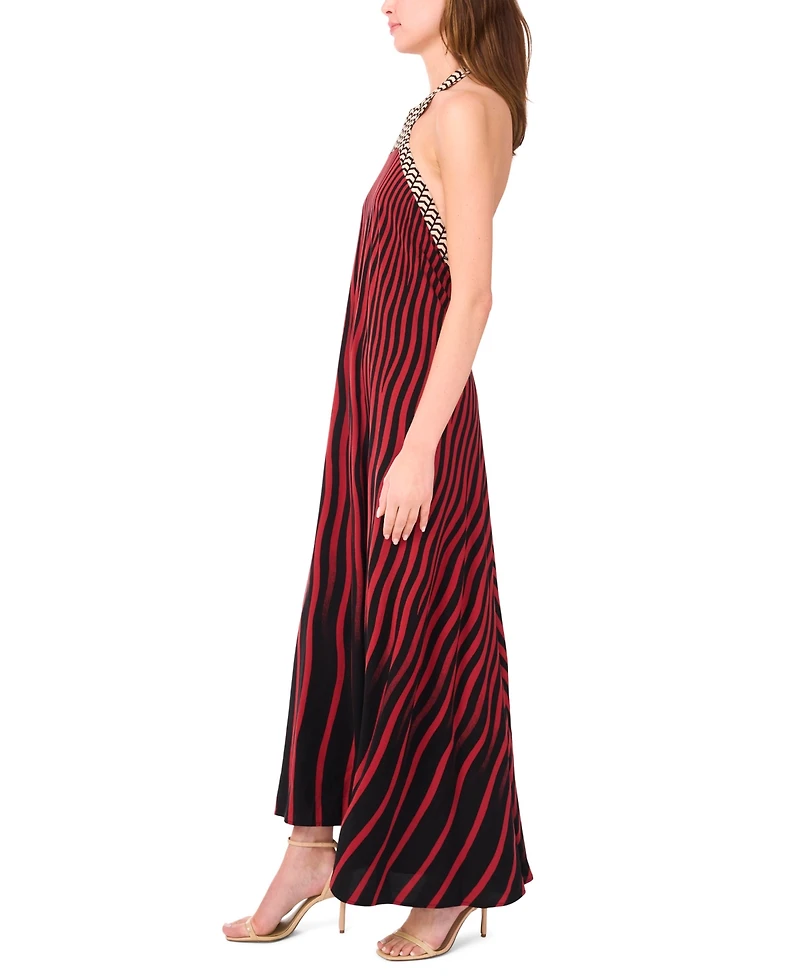 1.state Women's Sleeveless Halter Chiffon Maxi Dress