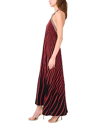 1.state Women's Sleeveless Halter Chiffon Maxi Dress