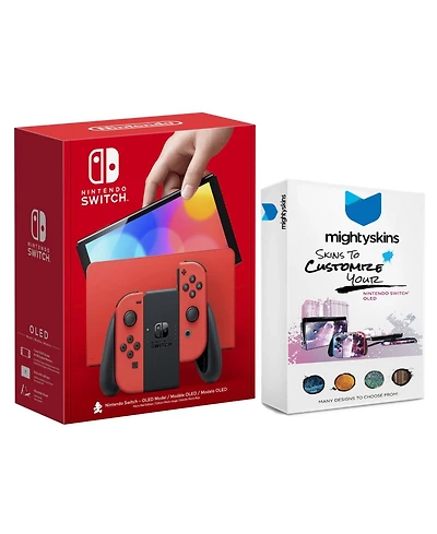 Nintendo Switch Oled Mario Red Edition with MightySkins Console and Controller Skin Voucher