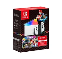 Nintendo Switch Oled Console Mario Kart 8 Deluxe Bundle with Animal Crossing: New Horizons, MightySkins Console and Controller Skin Voucher, and 2 Yea